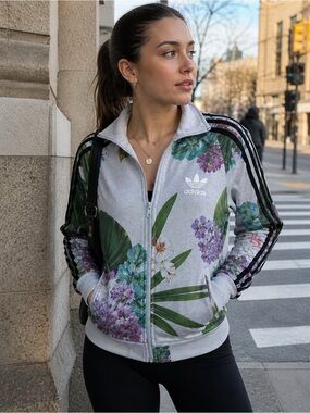 Adidas Originals Floral Firebird Track Jacket Trefoil botanical Zip Up M U38 Y2K